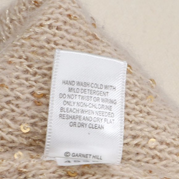 Garnet Hill Wool Alpaca Blend Sequined V-Neck Sweater Size XS - Picture 9 of 9